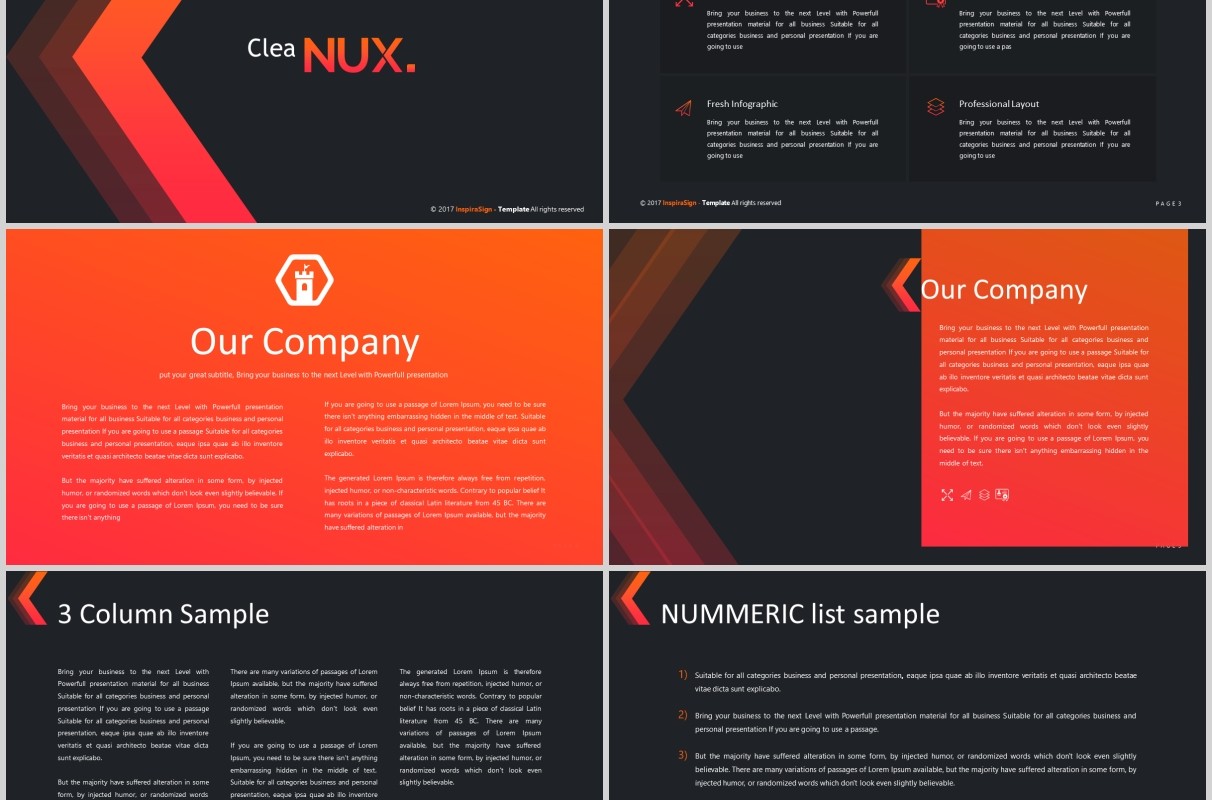 深色商务通用PPT模板版式设计可视化信息图表Cleanux Powerpoint Template