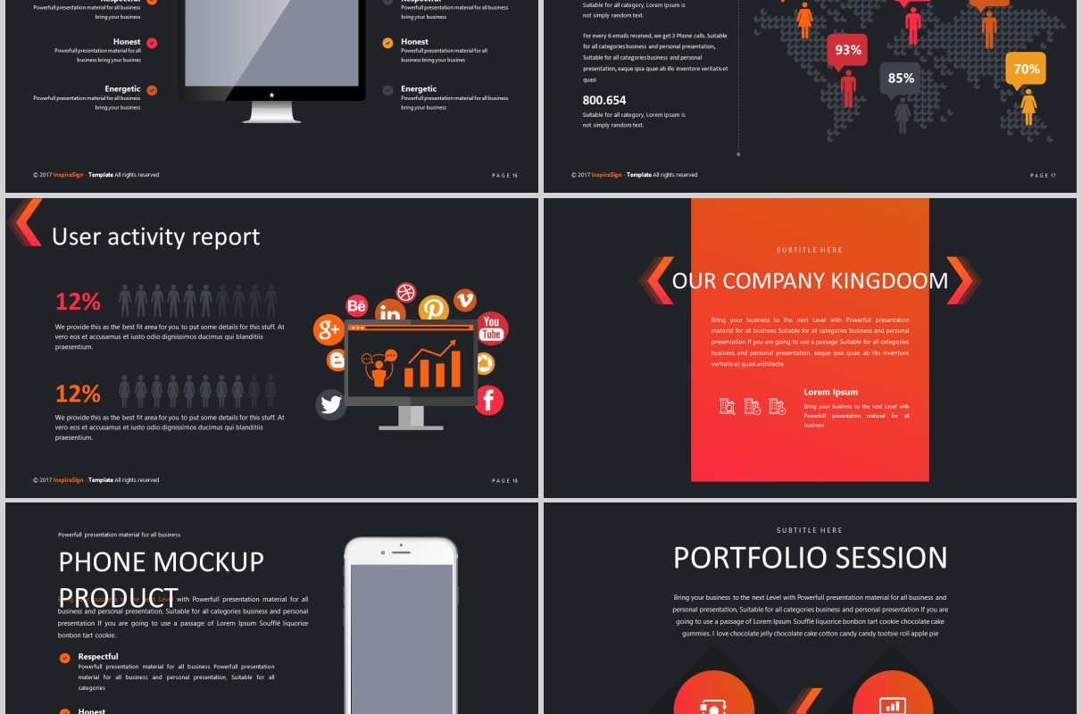深色商务通用PPT模板版式设计可视化信息图表Cleanux Powerpoint Template