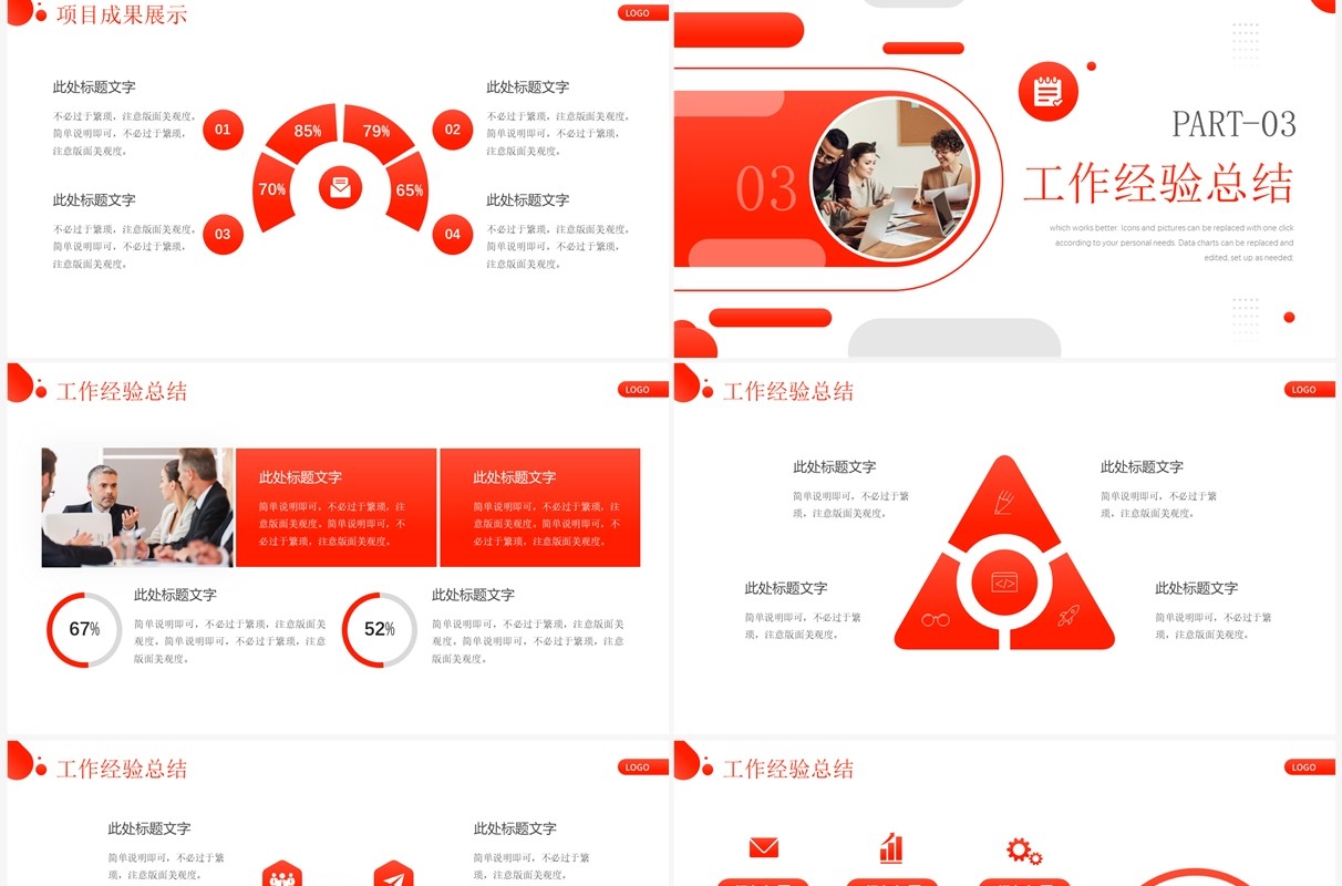 橙色商务风部门工作汇报PPT模板