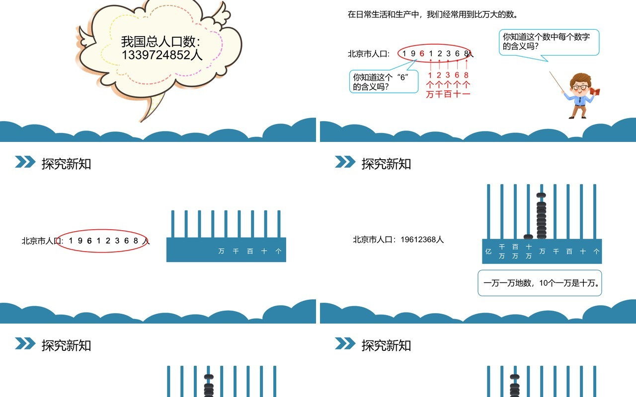 部编版四年级数学上册亿以内数的认识课件PPT模板