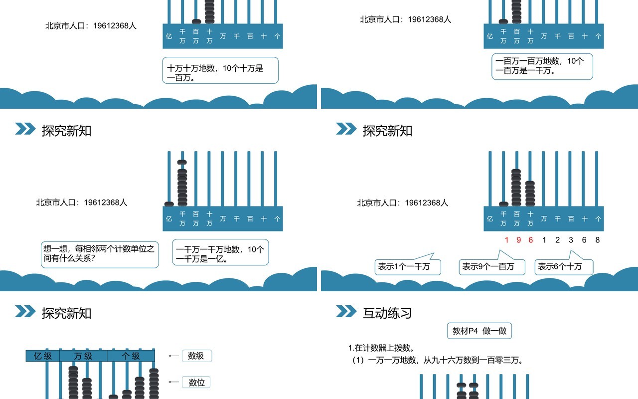 部编版四年级数学上册亿以内数的认识课件PPT模板