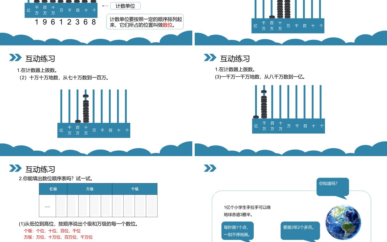 部编版四年级数学上册亿以内数的认识课件PPT模板