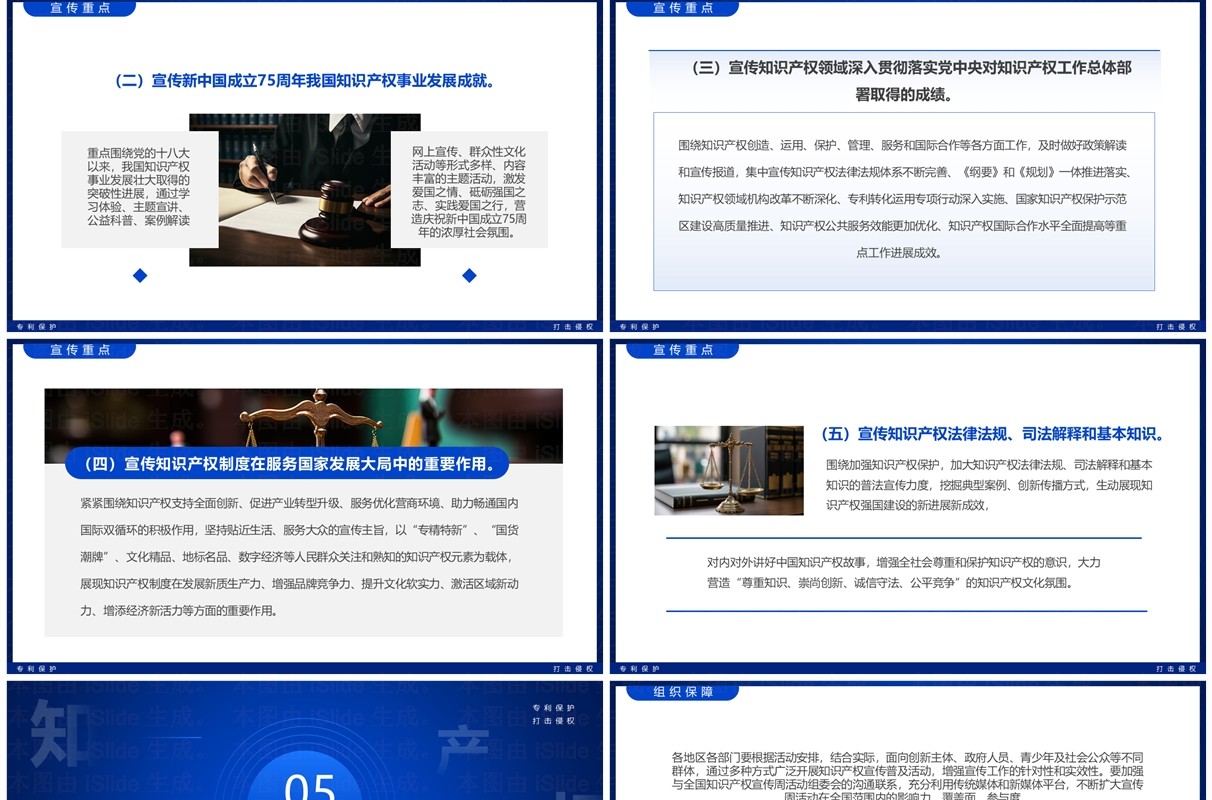 2024蓝色简约风知识产权宣传周PPT模板