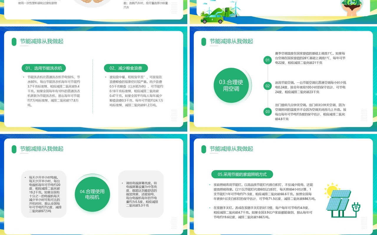 蓝绿色简约风全国节能宣传周PPT模板