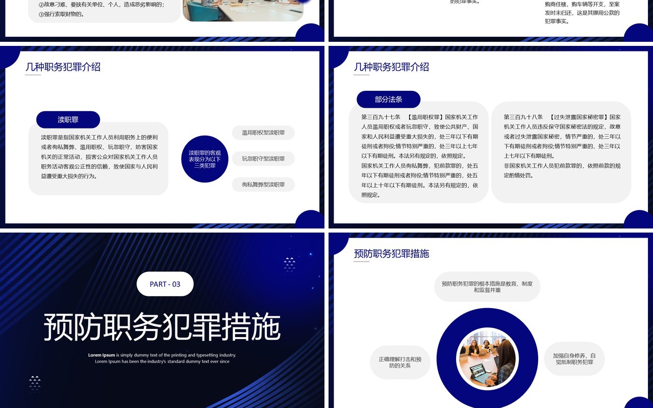 蓝色简约风预防职务犯罪PPT模板
