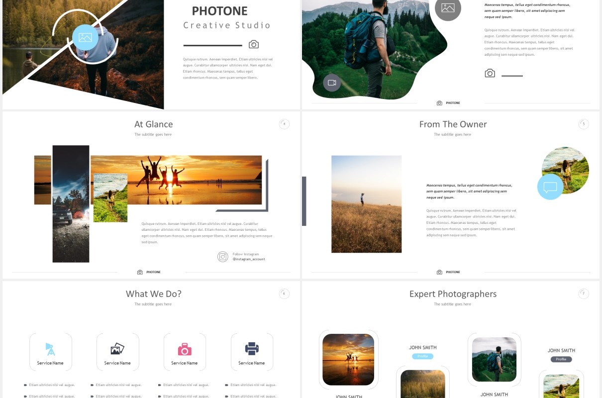 摄影电子照片展示国外PPT图片排版模板Photone Powerpoint Template