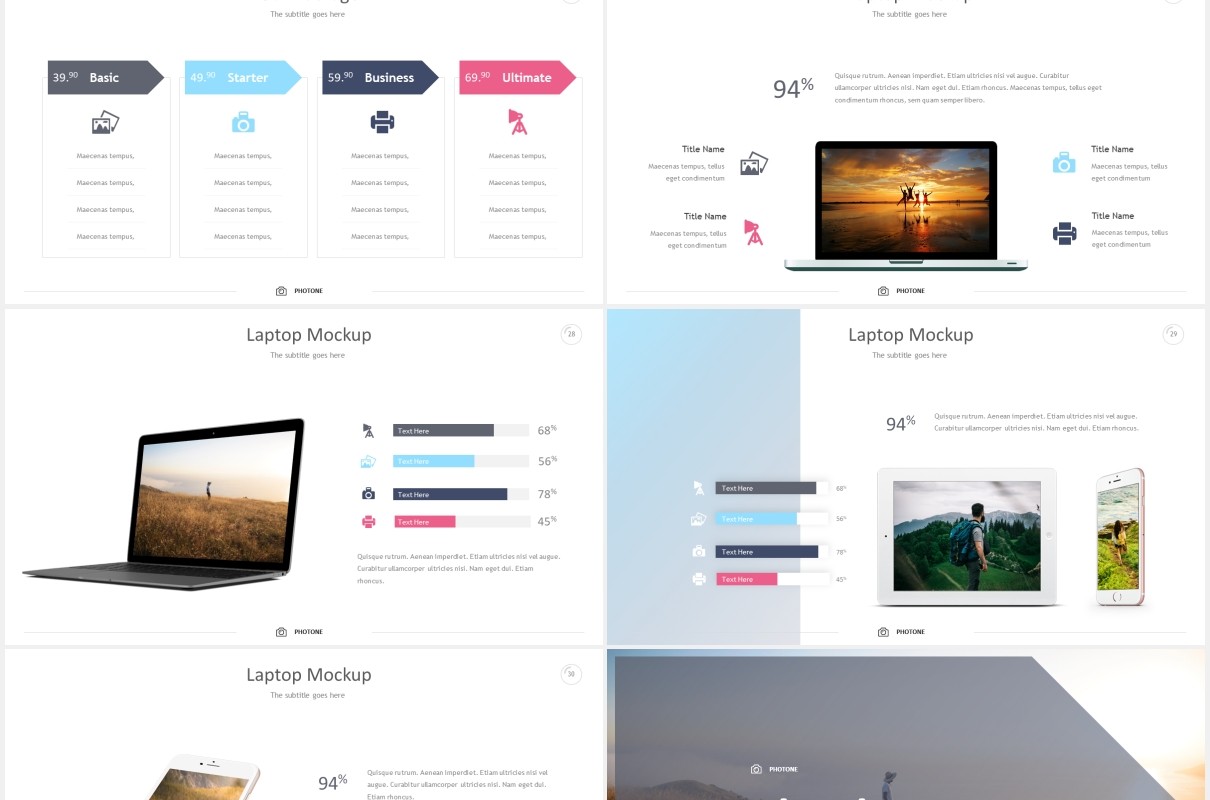 摄影电子照片展示国外PPT图片排版模板Photone Powerpoint Template