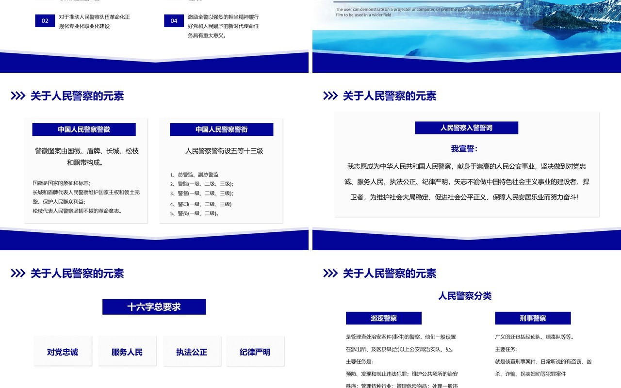蓝色简约风中国人民警察节介绍PPT模板