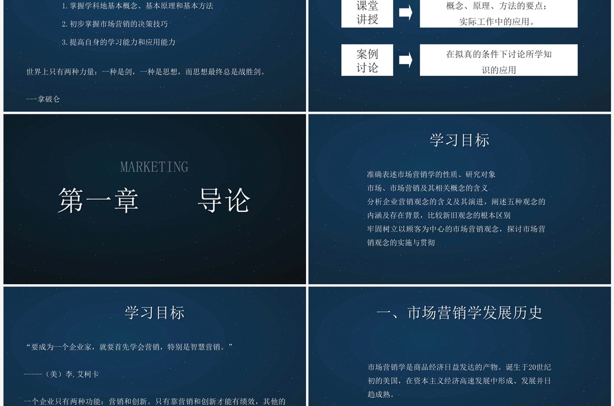 蓝色简约风市场营销学PPT模板