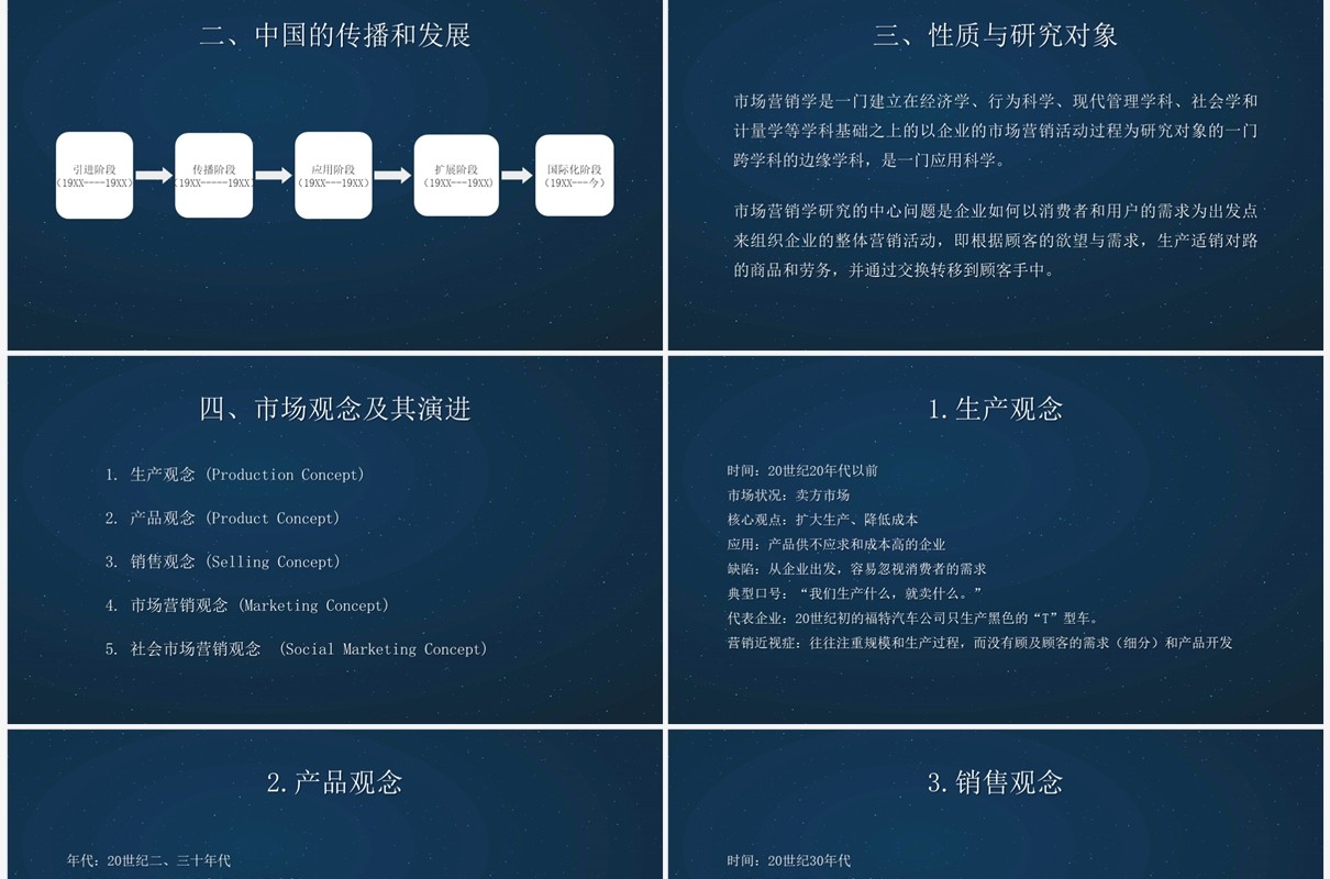 蓝色简约风市场营销学PPT模板