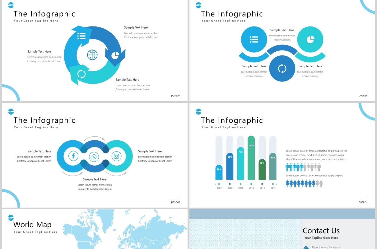 蓝色公司团队介绍PPT模板pose powerpoint template