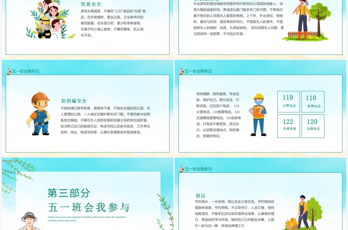 五一劳动节假期安全教育动态PPT模板