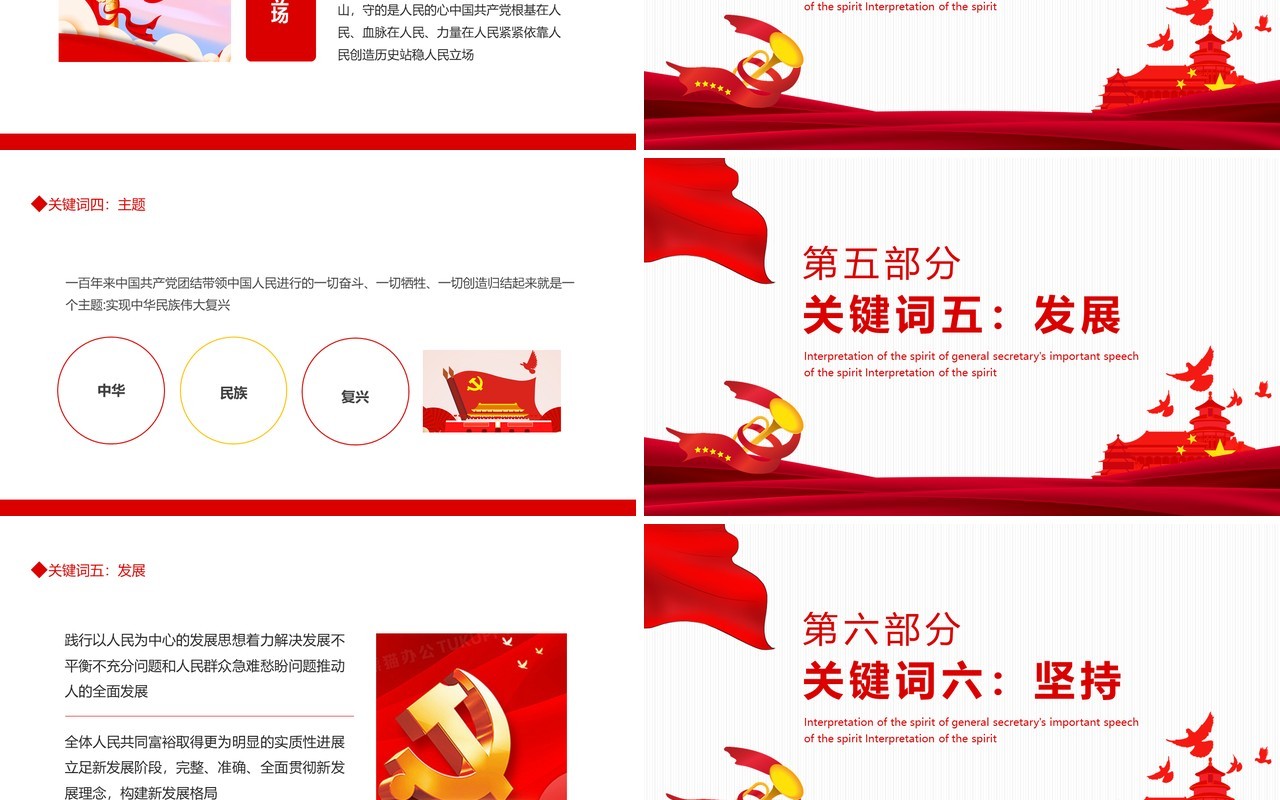十个关键词解读总书记七一重要讲话精神动态PPT模板