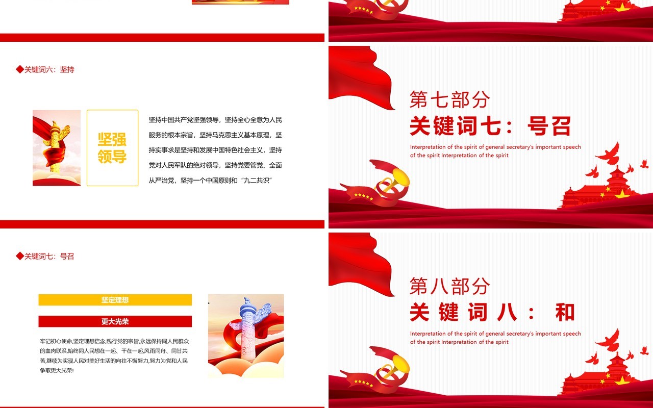 十个关键词解读总书记七一重要讲话精神动态PPT模板