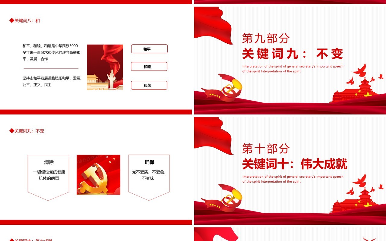 十个关键词解读总书记七一重要讲话精神动态PPT模板