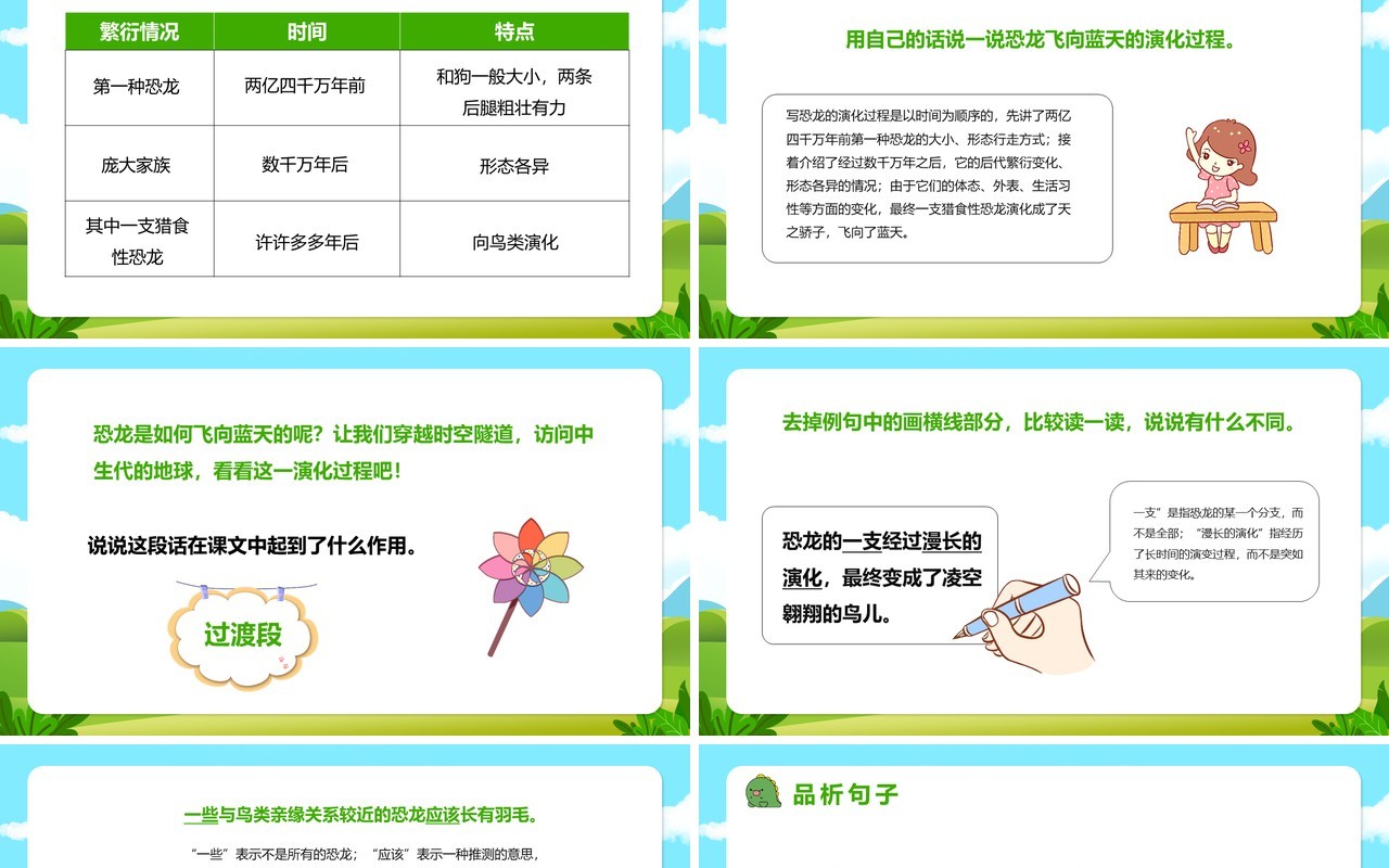 部编版四年级语文下册飞向蓝天的恐龙课件PPT模板