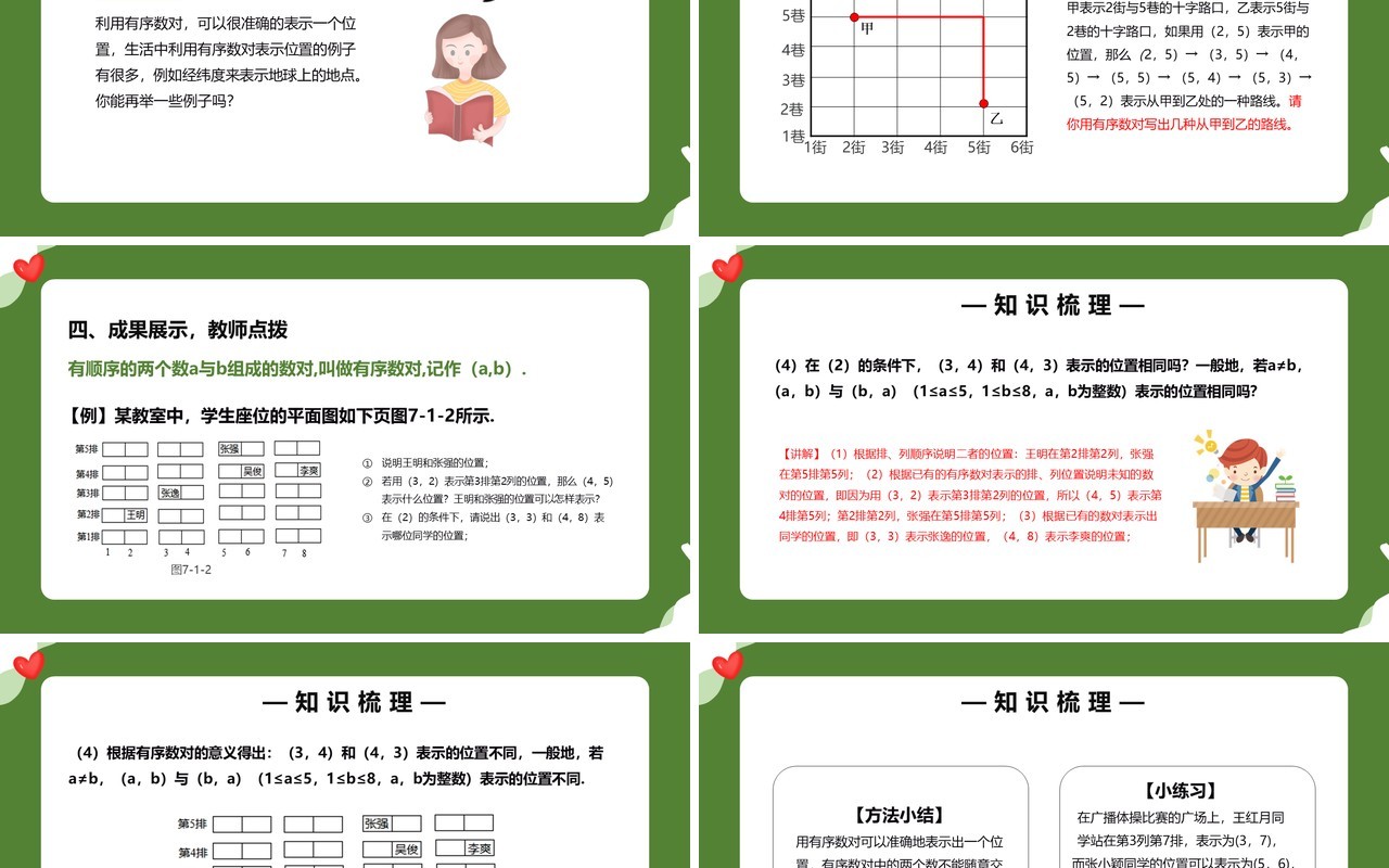 部编版七年级数学下册有序数对课件PPT模板