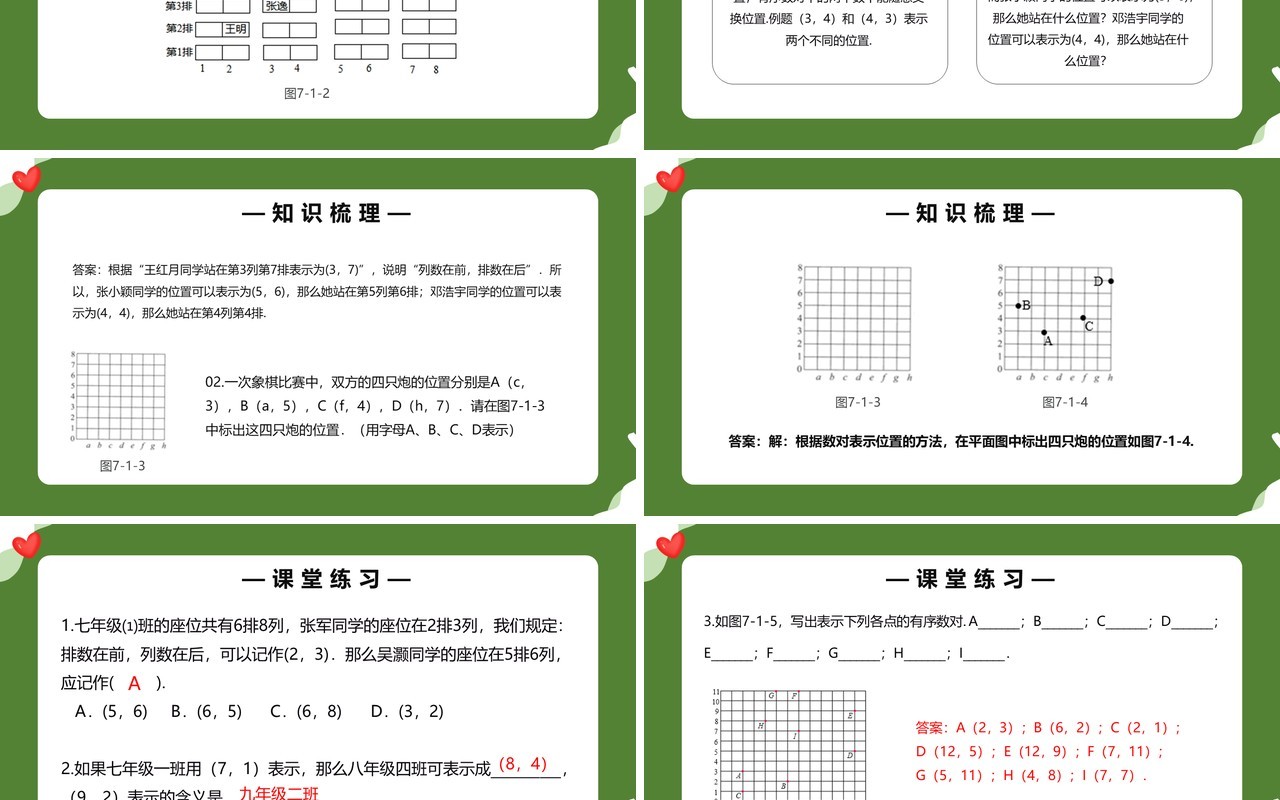 部编版七年级数学下册有序数对课件PPT模板