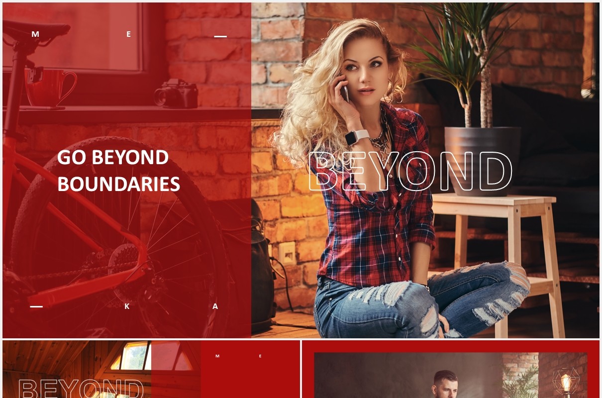 红色时尚创意宣传介绍PPT模板meka creative powerpoint template