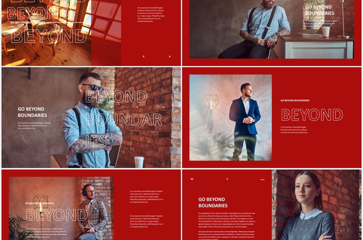红色时尚创意宣传介绍PPT模板meka creative powerpoint template