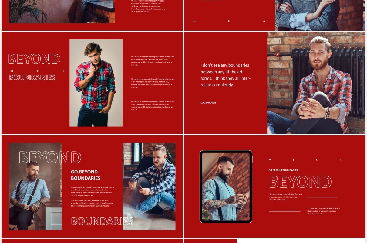 红色时尚创意宣传介绍PPT模板meka creative powerpoint template