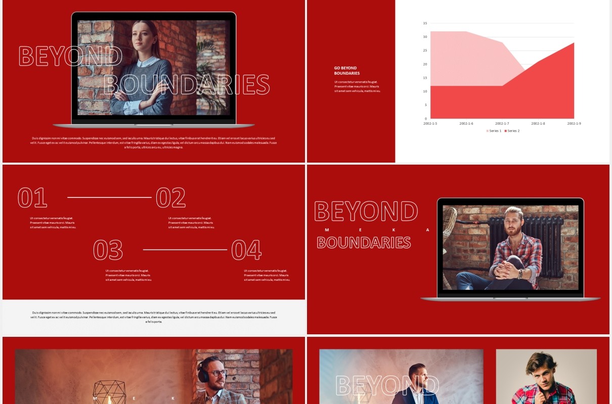 红色时尚创意宣传介绍PPT模板meka creative powerpoint template