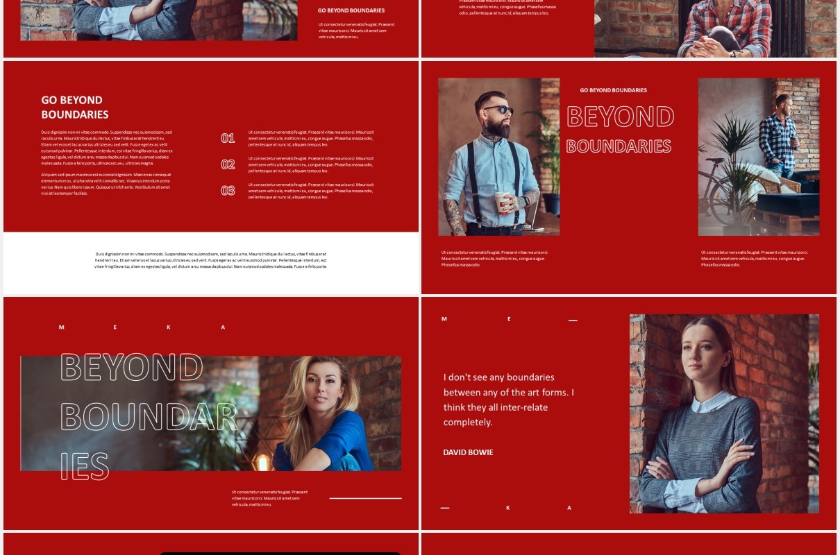 红色时尚创意宣传介绍PPT模板meka creative powerpoint template