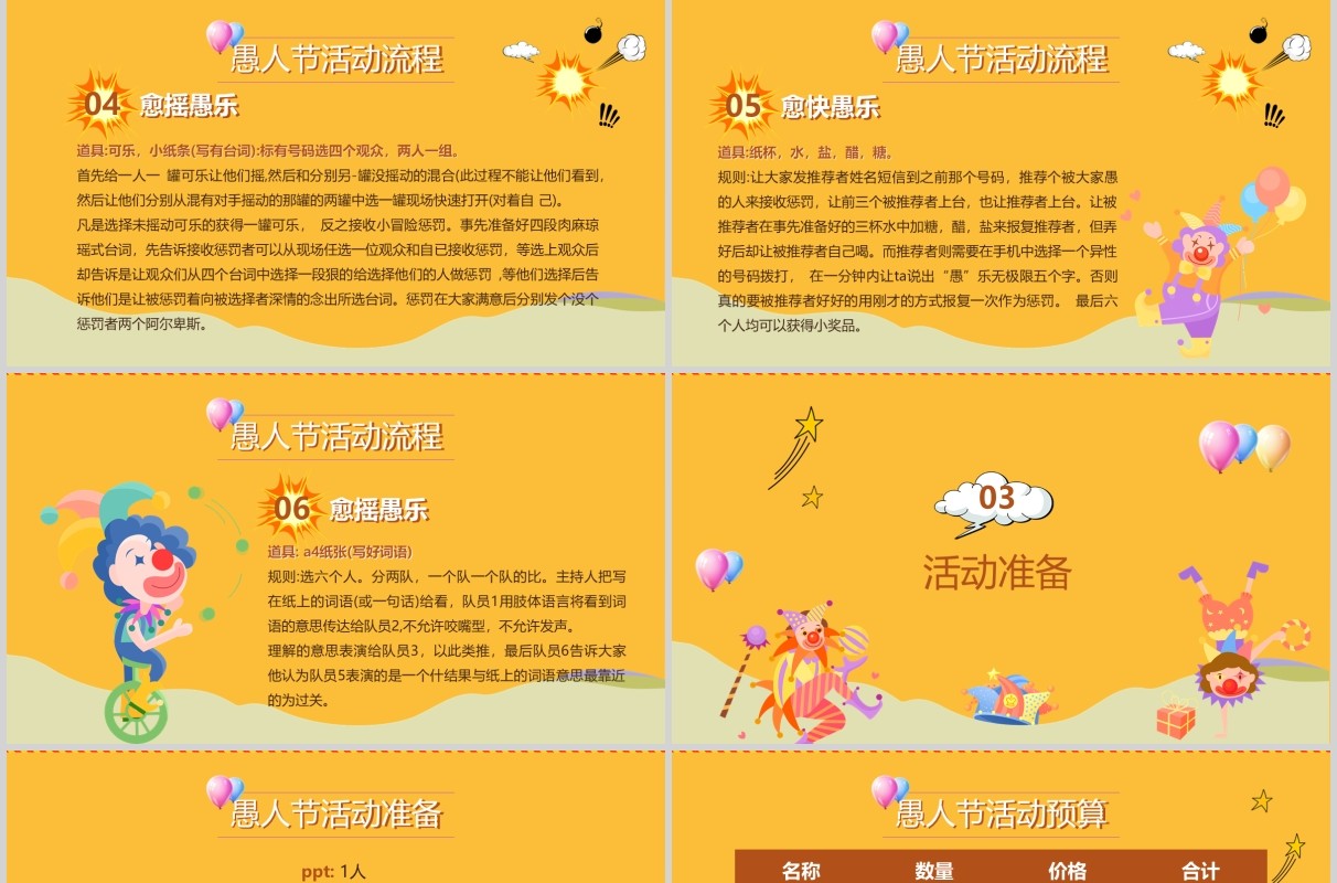 黄色4月1日愚人节愚你同乐主题活动策划方案PPT模板