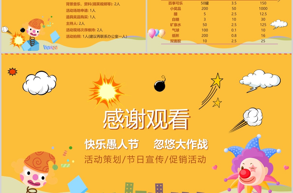 黄色4月1日愚人节愚你同乐主题活动策划方案PPT模板