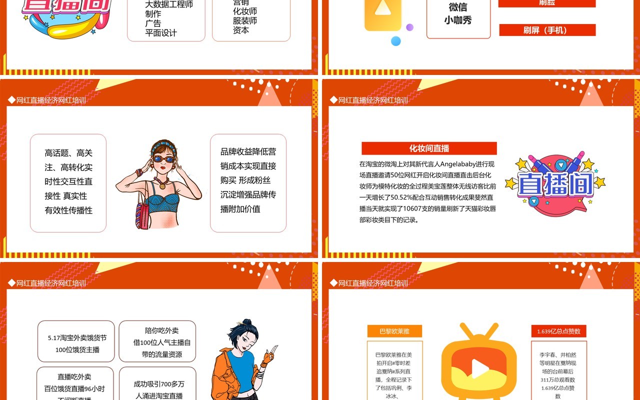 网红直播经济网红培训动态PPT模板