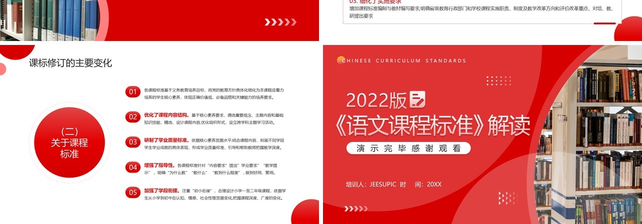 红色简约风2022版语文课程标准解读PPT模板