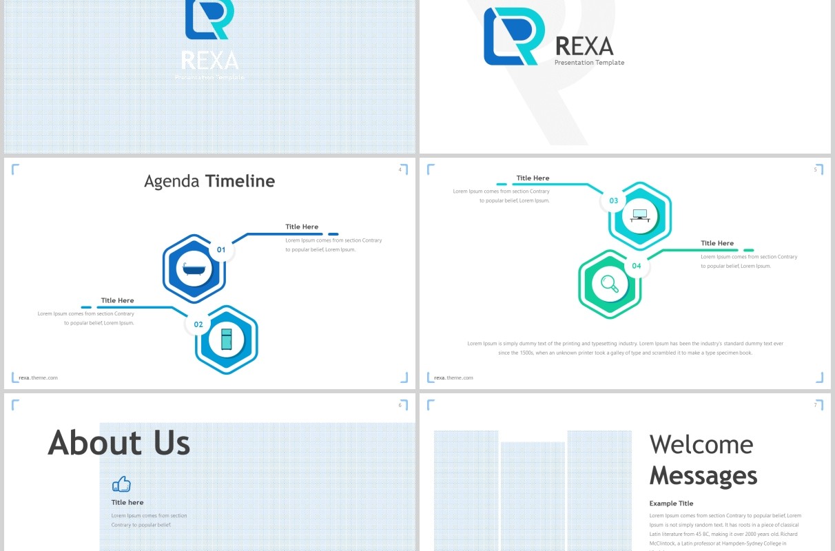 蓝色公司团队介绍个人简介通用PPT模板rexa powerpoint template