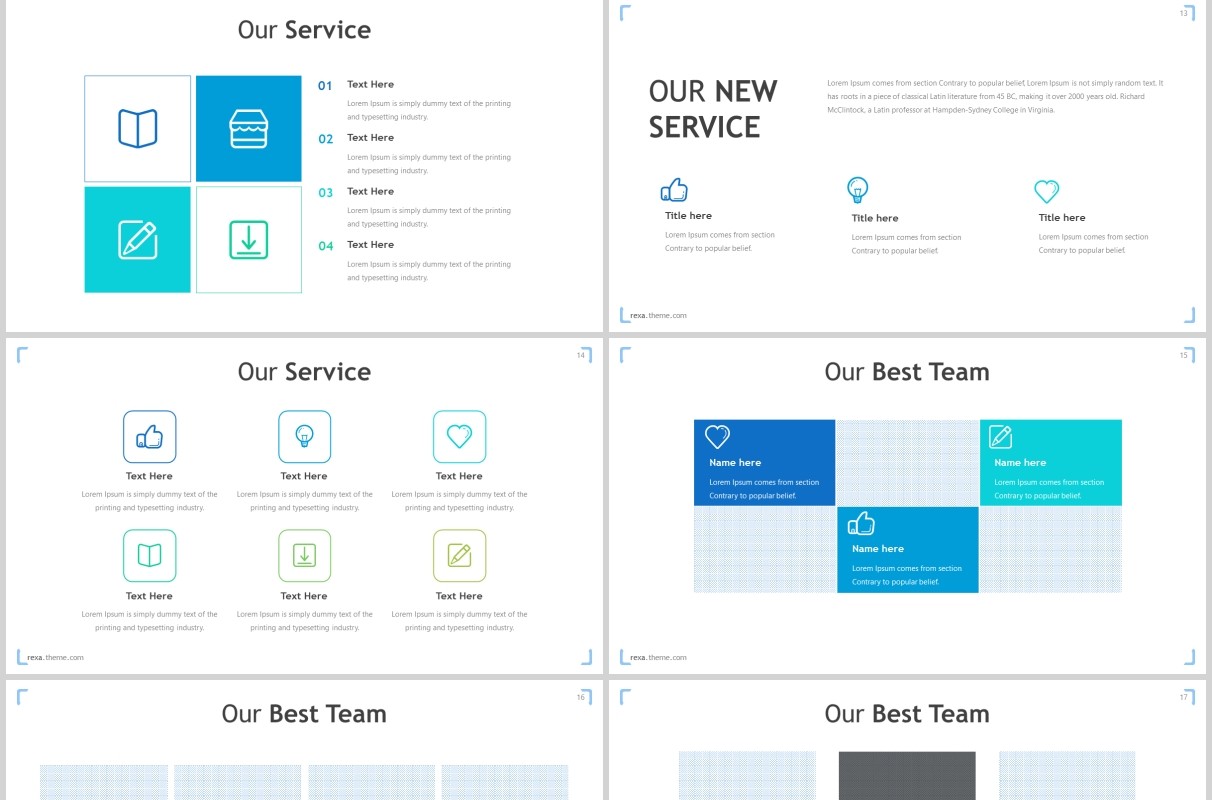 蓝色公司团队介绍个人简介通用PPT模板rexa powerpoint template