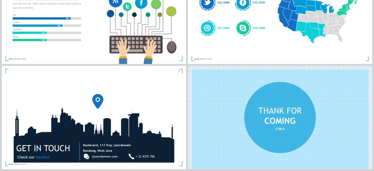 蓝色公司团队介绍个人简介通用PPT模板rexa powerpoint template