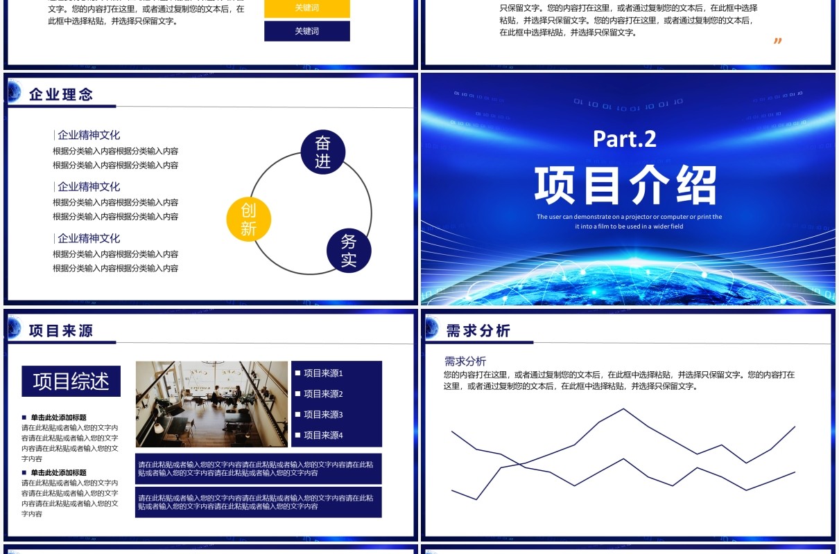 蓝色科技风商业项目计划书动态PPT模板
