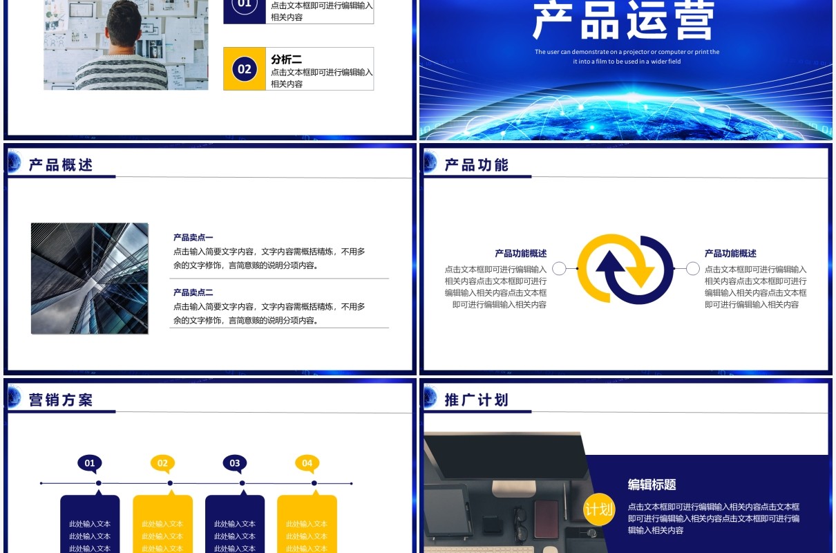 蓝色科技风商业项目计划书动态PPT模板