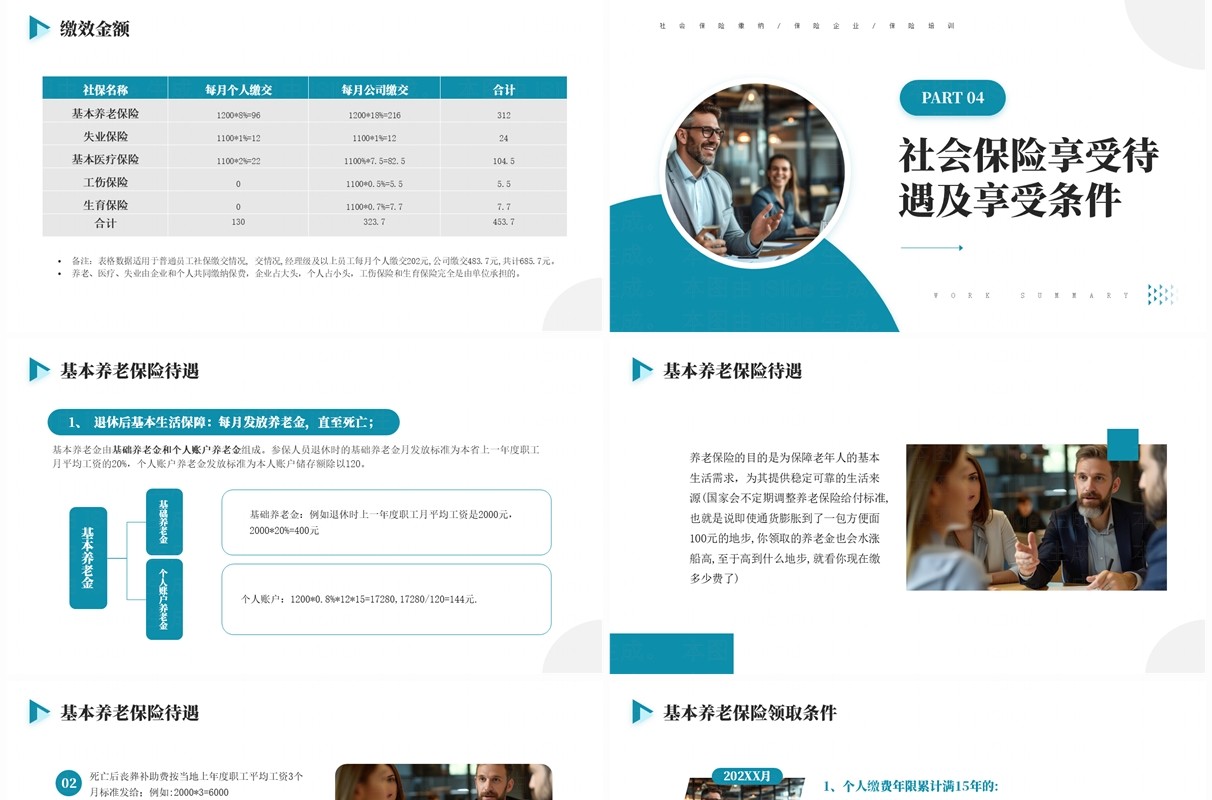 蓝色商务风社保宣传企业培训PPT模板
