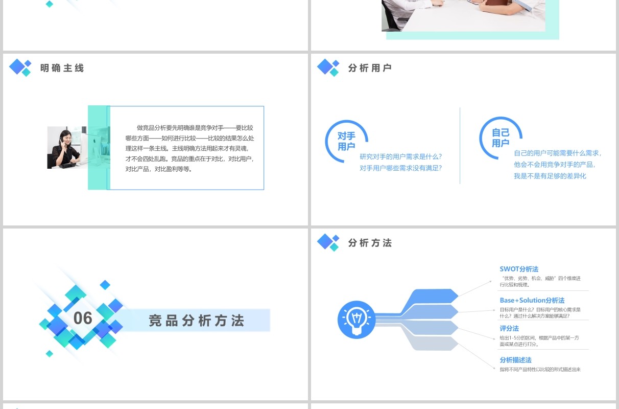 蓝色简约竞争产品分析报告PPT模板