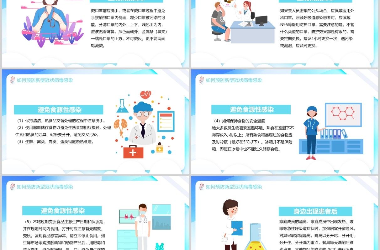 浅色新型冠状病毒感染肺炎预防知识主题班会PPT课件模板
