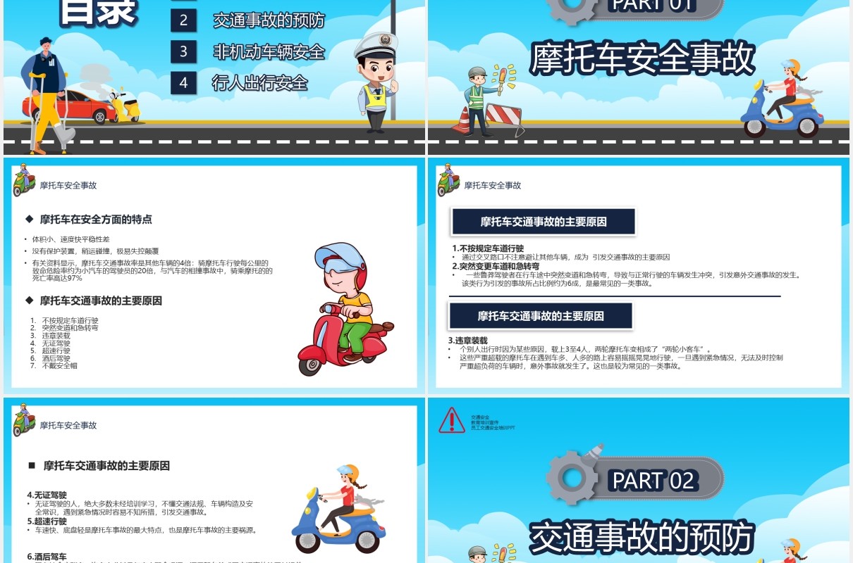 卡通风员工交通安全培训教育课件PPT模板