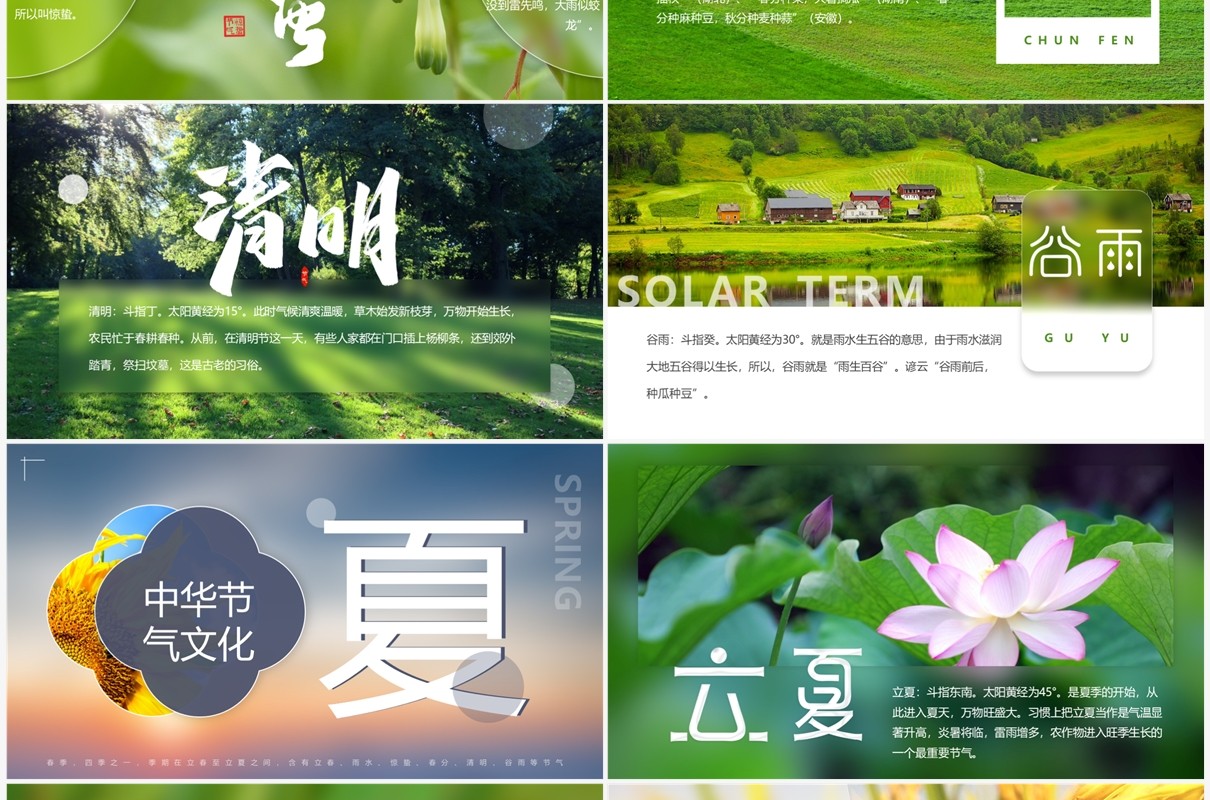 简约风中华传统二十四节气文化介绍PPT模板