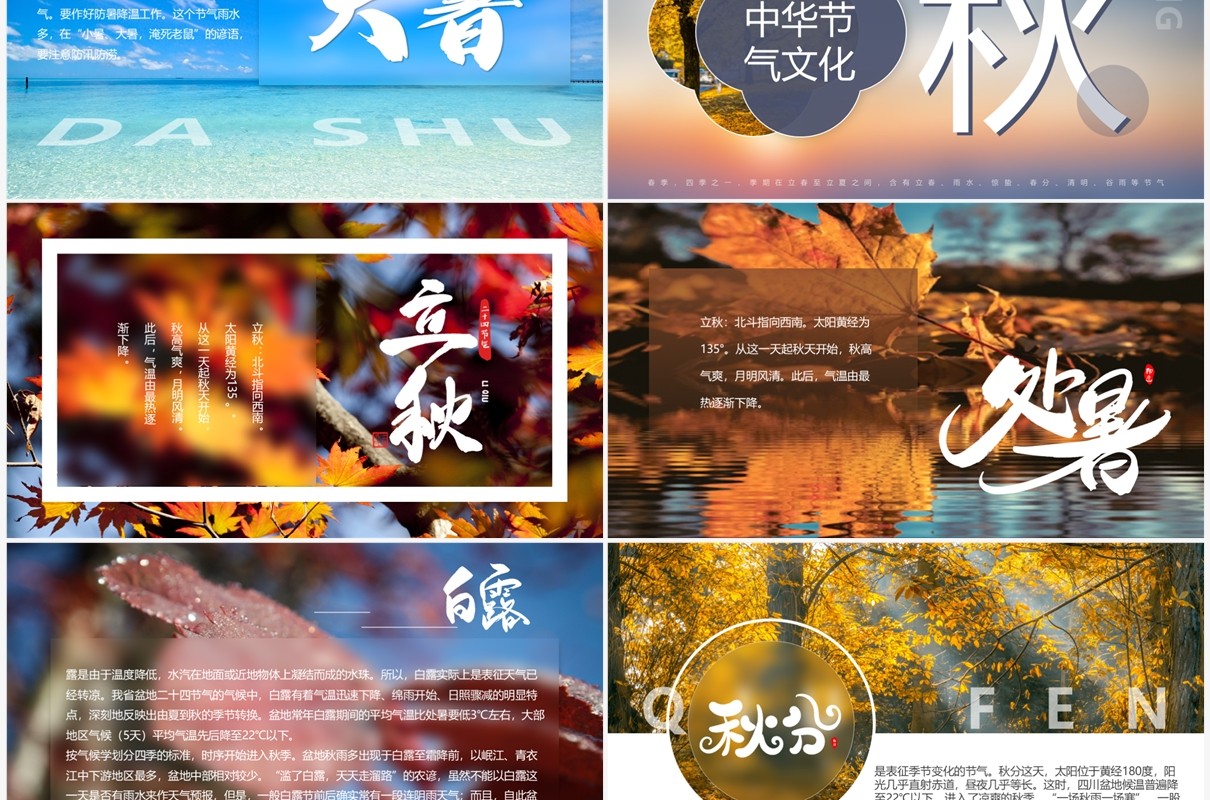 简约风中华传统二十四节气文化介绍PPT模板