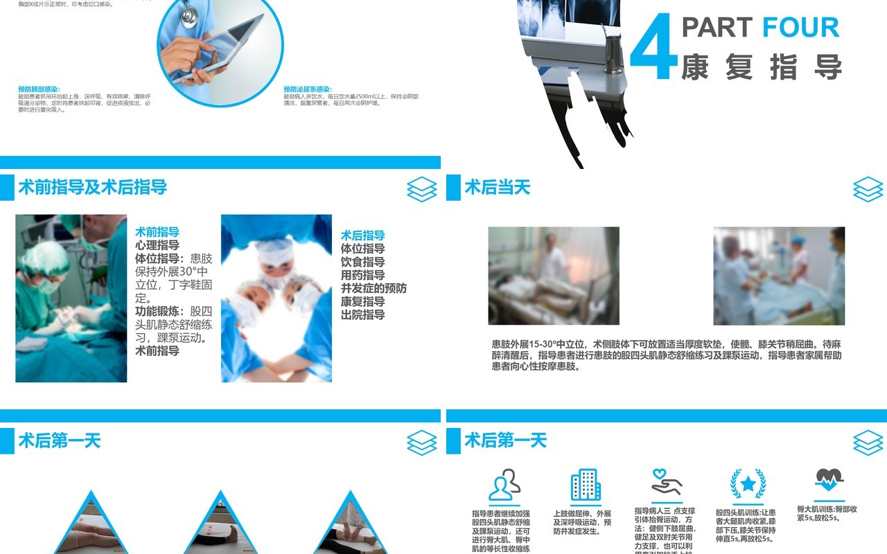 蓝色课件股骨颈骨折护理查房PPT模板
