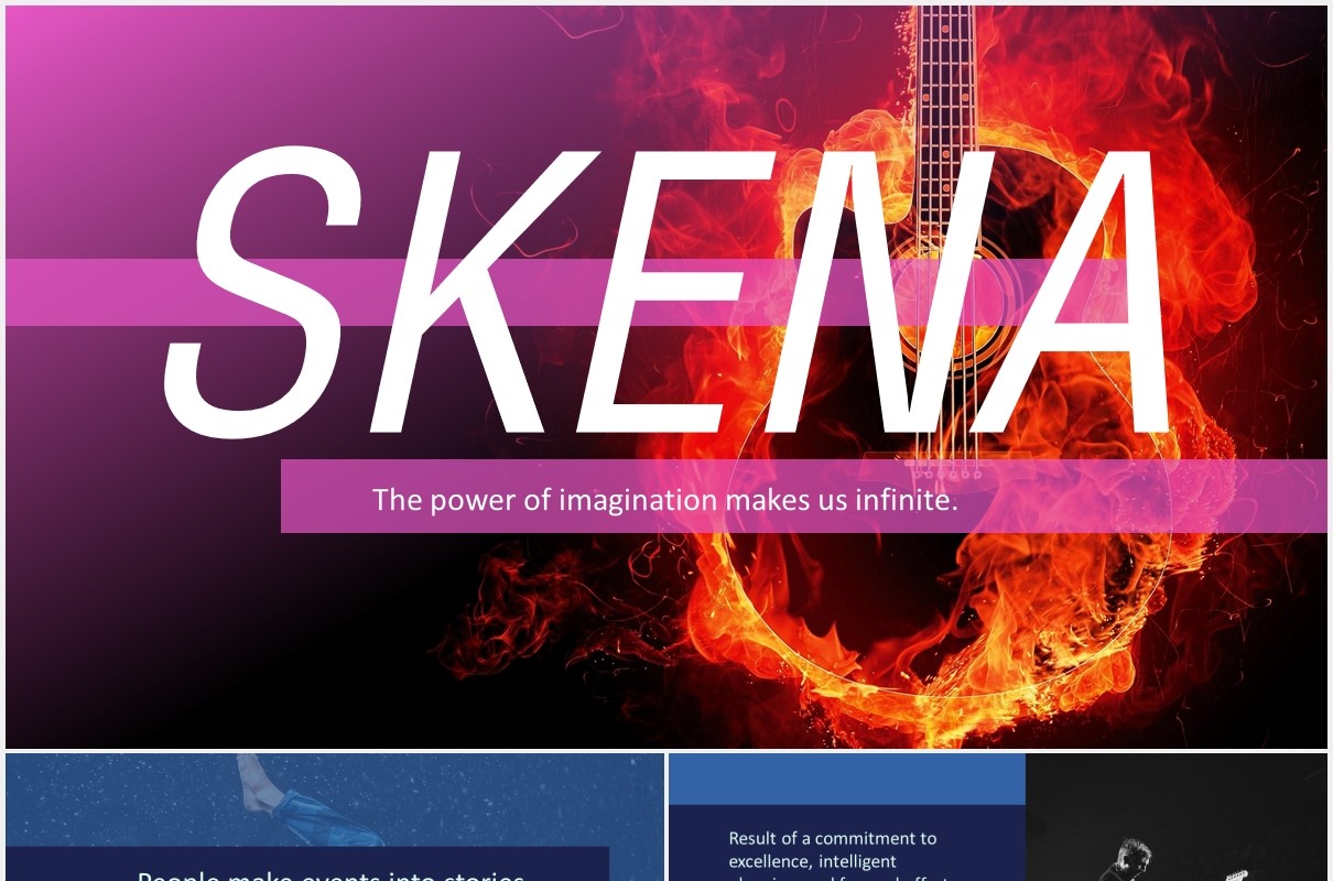 深蓝色创意工作宣传介绍PPT模板skena creative powerpoint template