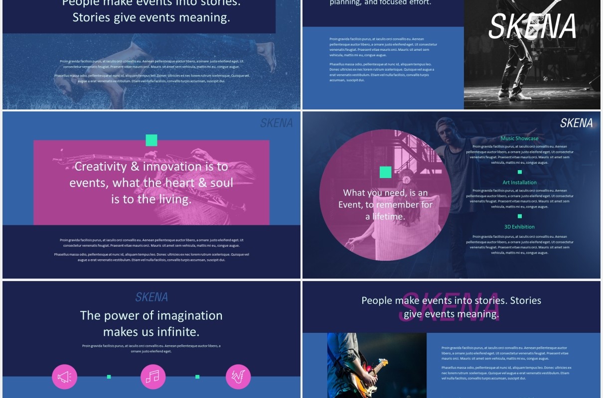 深蓝色创意工作宣传介绍PPT模板skena creative powerpoint template