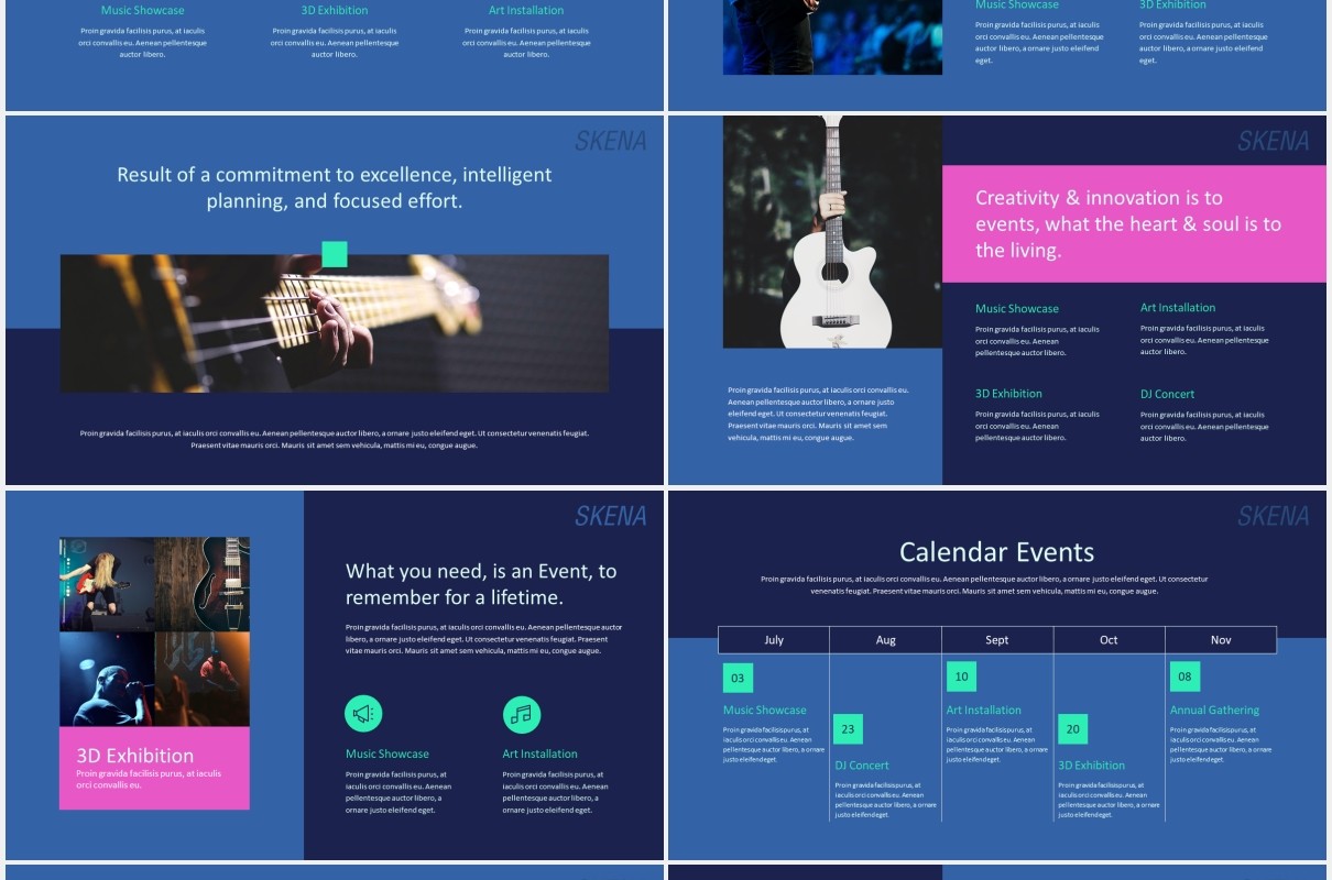 深蓝色创意工作宣传介绍PPT模板skena creative powerpoint template