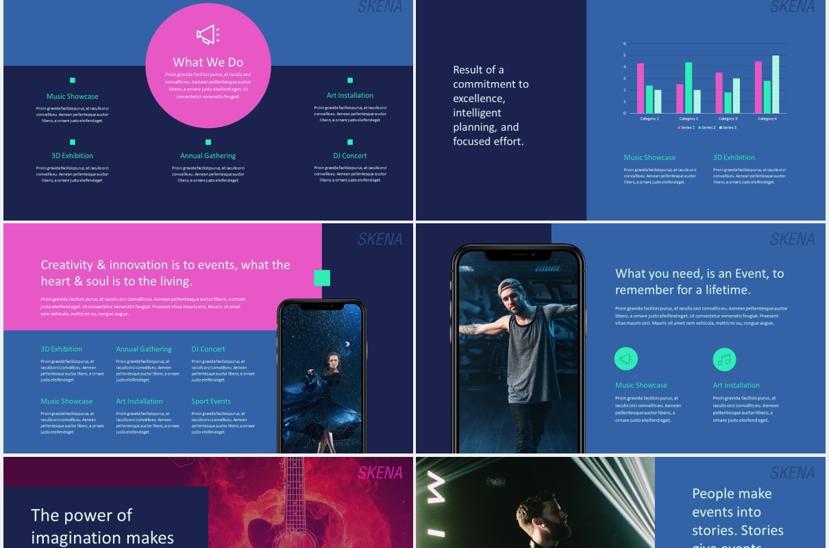 深蓝色创意工作宣传介绍PPT模板skena creative powerpoint template