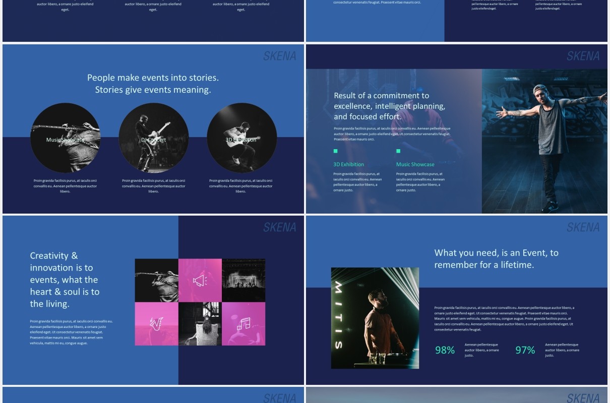 深蓝色创意工作宣传介绍PPT模板skena creative powerpoint template