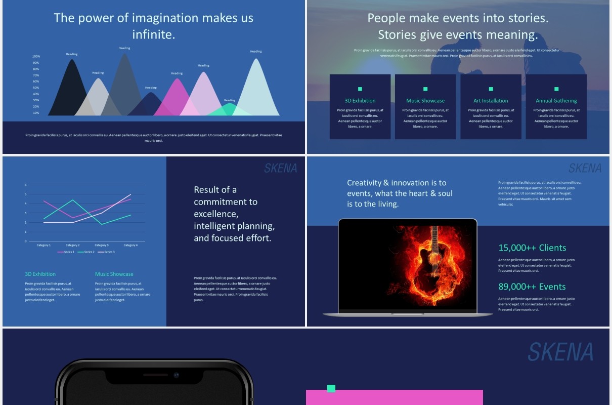深蓝色创意工作宣传介绍PPT模板skena creative powerpoint template