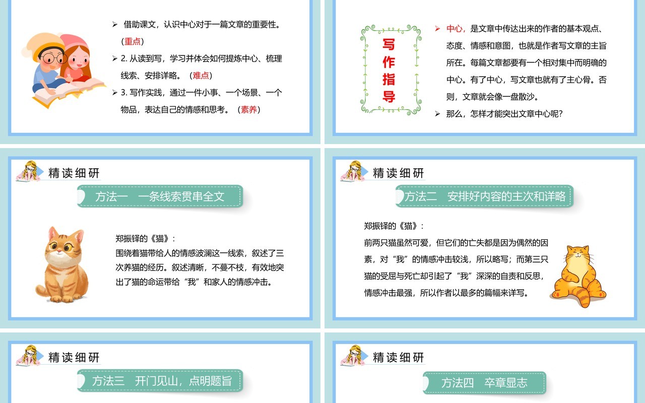 部编版七年级语文上册习作如何突出中心课件PPT模板